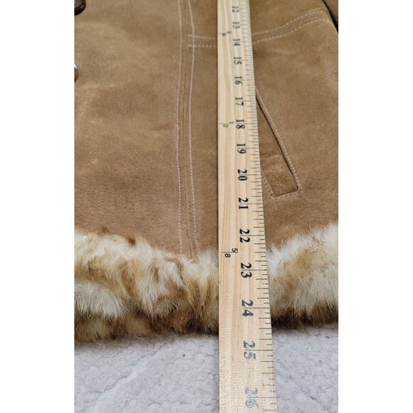 Vintage Guess Women's Genuine Leather Jacket Faux Fur Lined Long Sleeve Size L - Picture 11 of 14